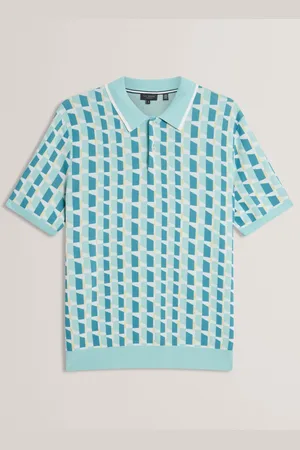 Ted Baker Rossio Short Sleeve Rayon Geometric Polo ShirtTaille XS