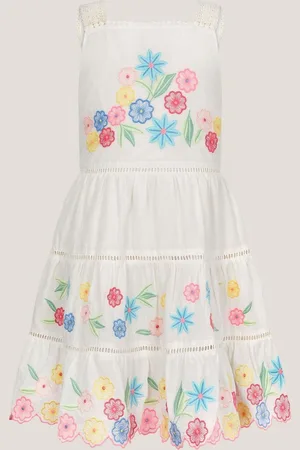 Monsoon Floral Embroidered 100% Cotton Dress134140cm