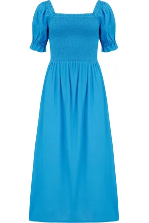 Pour Moi Daisy Shirred Cordice Blend robe mi-longue en lin à manches courtes44