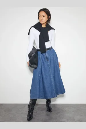 Monsoon Sara Denim Ligne A Mi-long 100% coton Jupes38