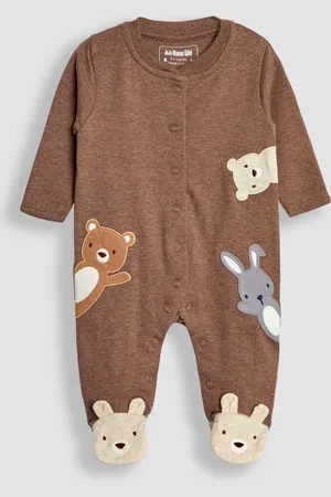 JoJo Maman Bébé Cotton Woodland Friends Appliqué Sleepsuit6 - Mois 9 (68 - 74cm)
