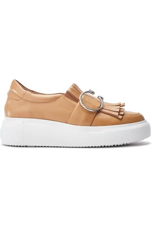Moda In Pelle Clove Leopard Imprimé Buckle Compensées Leather Blanc Trainerseu355