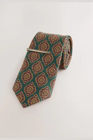 Next Geometric Print Tie with Tie ClipUn an