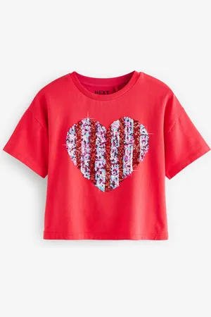 Next 100% Cotton Sequin Heart Print T-Shirt (3-16yrs)4 ans (104cm)