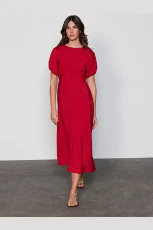Next Robe mi-longue imprimée à manches bouffantes