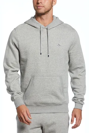Original Penguin Grey Sticker Pete Fleece À capuche Sweat-shirt in Rain HeatherS