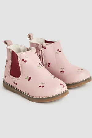 JoJo Maman Bébé Pretty Cherry Imprimé Leather Chelsea Boots