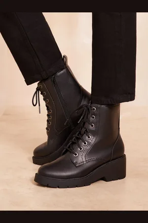 Friends Like These Low Compensées À lacets Ankle Faux Leather Bottes