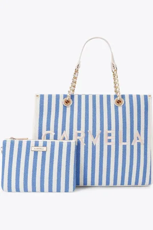 Carvela Blue Sorrento Stripe 100% Cotton Tote Bagun