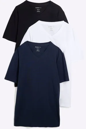 River Island Ajusté aux muscles Col en V T-shirt 3 PackTrès grand