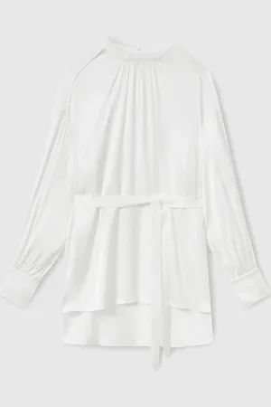 Reiss Lina Woven Col montant Ceinturé Chemisiers36