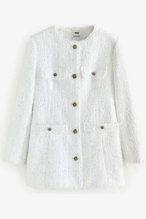 Guess Noelie Tweed 100% Cotton White JacketL