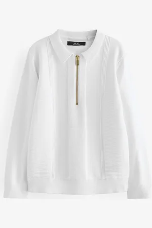 Next Quarter Zip 100% Cotton Manches longues Knitted Polos (3-16yrs)8 ans (128 cm)