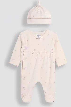JoJo Maman Bébé Cotton 2-Piece Embroidered Sleepsuit and Hat Set8086cm