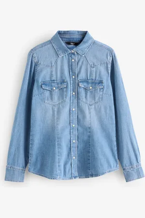 Next Buste plus généreux Détail des coutures Ajusté Denim Chemises occidentales42