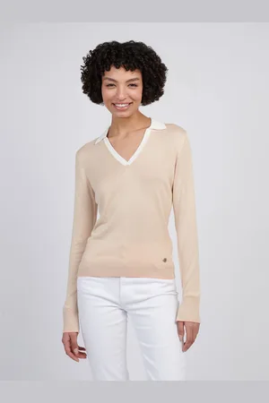 U.S. Polo Assn. U. S. Polo Assn Womens Open Neck Long Sleeve Knit Polo Jumperxlarge