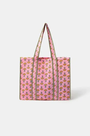 Accessorize Floral Print Block Quilted Tote Bagun