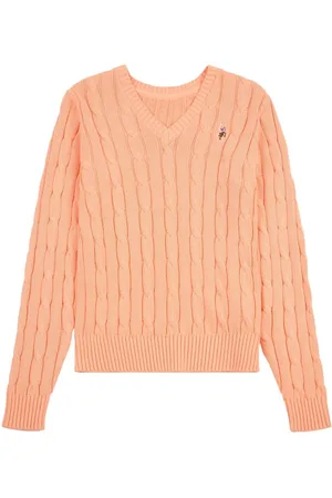 U.S. Polo Assn. U. S. Polo Assn. Womens Col en V Cable Knit Pullxlarge