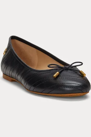 Ralph Lauren Jayna Stitched Leather Ballet Chaussures plates