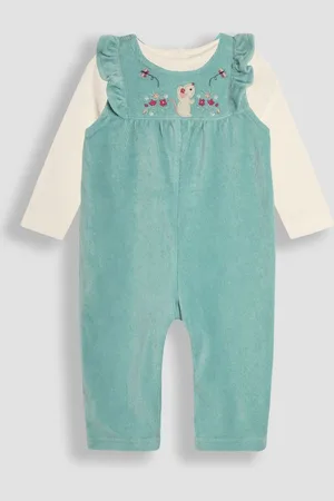 JoJo Maman Bébé Ensemble salopette et top en velours appliqué souris12 - Mois 18 (80 - 86cm)