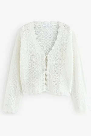 Next Lace Knit Tie Front Cardigan with LinenXL - Regular