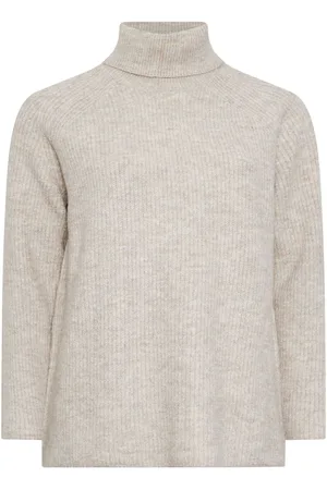 Evans Curve Roll Neck Knitted Natural/Brown Jumper54-56