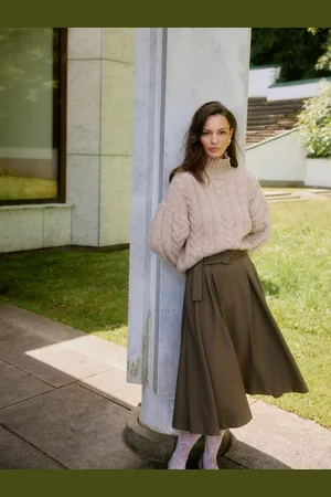 VERO MODA Col montant Pull en maille torsadée avec boutons Col36