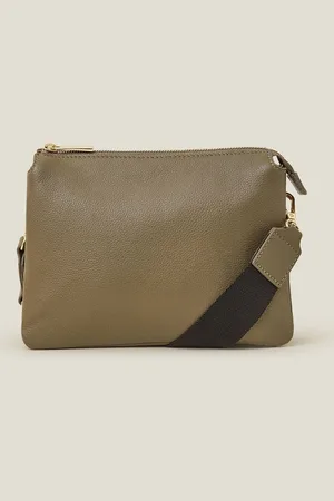 Accessorize Double Pouch Leather Cross-Body BagUn an