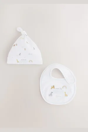 Next Born in 2025 Hat and Bib Baby Set 2 Piece (0-12mths)3 - Mois 6 (62 - 68cm)