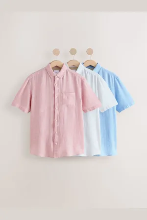 Next Cotton Linen Blend Short Sleeve Shirt MultipackMédium