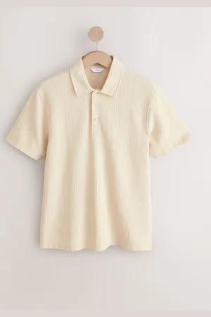 Next Textured Button Neck 100% Cotton Polo ShirtTrès très grand