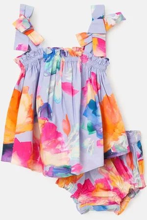 Angel & Rocket Minnie Multi Fleuri Imprimé Noeud Shoulder 100% coton tunique et bloomer6 - Mois 9 (68 - 74cm)