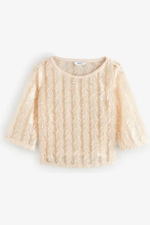 Next Sequin Top à quart de manche en duvet transparent52
