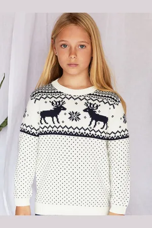 The Little Tailor Kids Noël 100% Coton Reindeer Fairisle Pull8 - 9 ans (128 - 134cm)