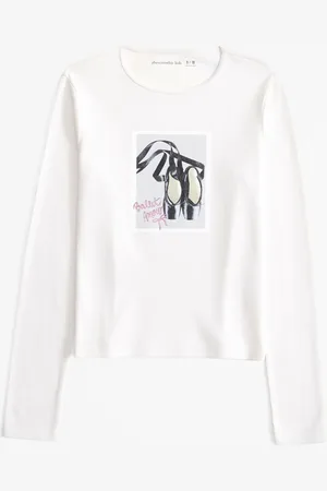 Abercrombie & Fitch Cream Top Manches longues Graphic Ribbed9 - 10 ans (134 - 140cm)