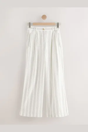 Next Straight Leg Textured Striped Trousers40