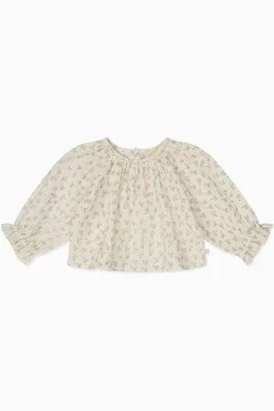 Mori Green Floral 100% Organic Cotton Muslin Blouse Top3 - Mois 6 (62 - 68cm)