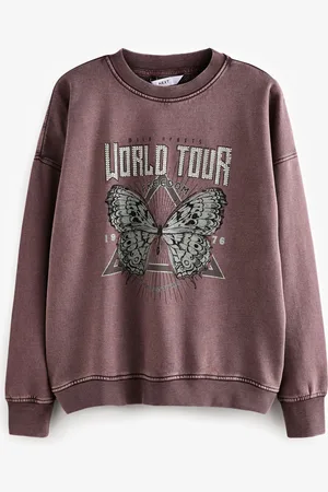 Next Washed Dropped Should Col rond Butterfly Tour Graphic Sweat-shirtXS Reg