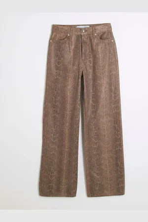 River Island Jean droit décontracté à taille haute Imprimé serpent 100% coton46 R