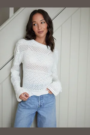 Threadbare Long Sleeve Pointelle Crochet Knit Jumper40