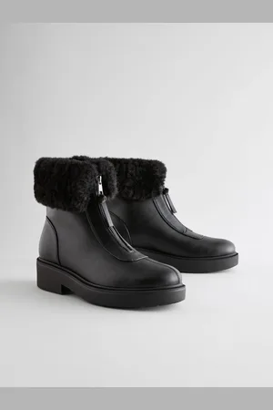 Next Forever Comfort Faux Fur Col Zip Ankle Bottes