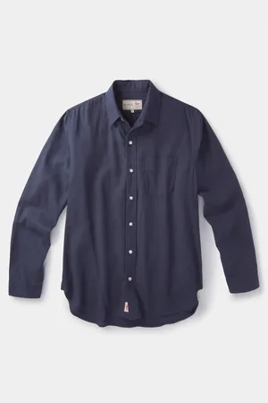 Aubin Blue Grainsby Linen Cotton ShirtTrès grand