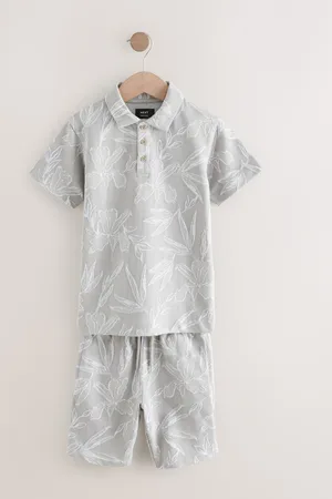 Next Jacquard Short Sleeve 100% Cotton Polo Shirt and Shorts Set (3-16yrs)146152cm