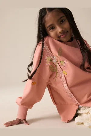 Next Oversized Embroidered Floral Print 100% Cotton Sweatshirt with Raw Edge Detail (3-16yrs)3 ans (98cm)