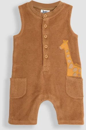 JoJo Maman Bébé Giraffe Appliqué Sleeveless Towelling Romper8086cm