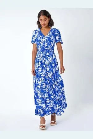 Roman Robe longue à fleurs avec détail bouton42
