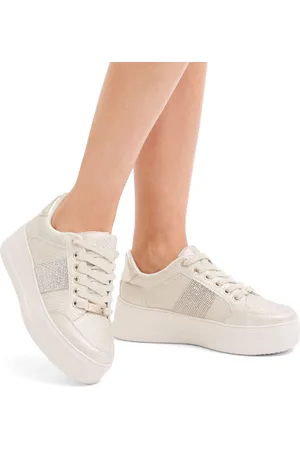 Carvela Cream Jive Lace Up Trainers