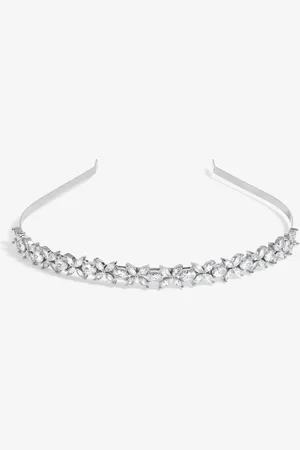 Jon Richard Tone Crystal Floral Print Single Row Headbandun
