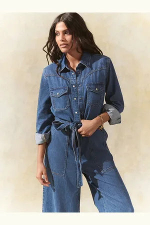 Next Western Denim 100% Cotton Jumpsuit40tall