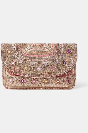 Accessorize Bead Mirror Embellished Clutch Bagun